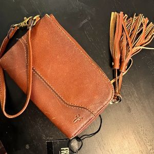 Frye Paige Wristlet in cognac color